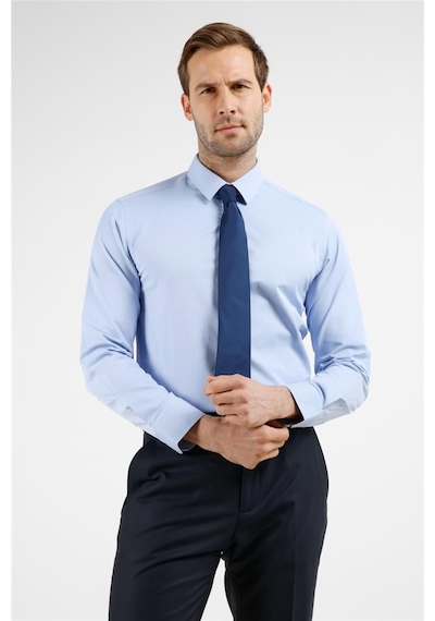 İmza Koyu Mavi Sert Yaka Uzun Kol Cepsiz Slim Fit Pamuklu Gömlek 1004255228 Koyu Mavi