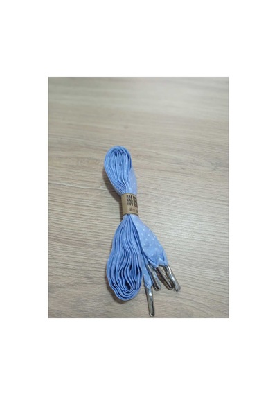 Bsgshop Bsg Design Mavi Puantiyeli Saten Kumaş Ayakkabı Bağcığı - 140 Cm El Yapımı Metal Uçlu Mavi - 880991001 Mavi