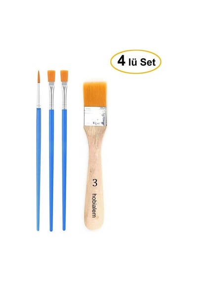 Fırça Seti-2, Yağlı Boya Fırçası, 4 Lü Set, Resim Fırçası, Akrilik Boya Fırçası, Yassı Fırça