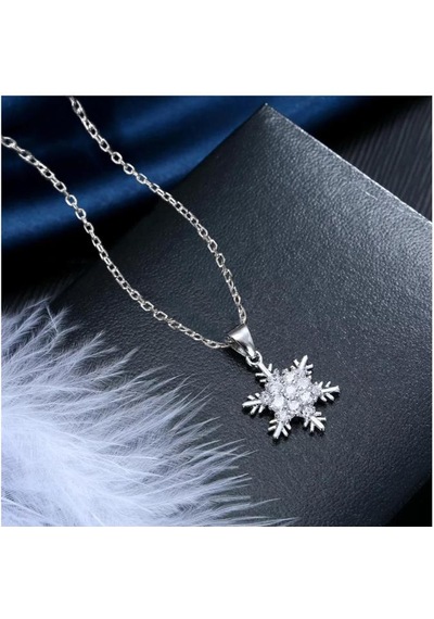 Brezza Lusso Jewelry Gümüş Kar Tanesi Kolye Küpe Set Gümüş Kolye Set 45 CM
