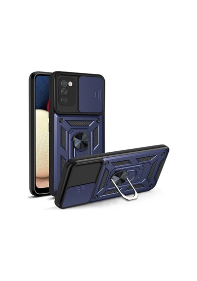 Samsung Uyumlu Galaxy A03S Kılıf Tank Aramid Sürgülü Vega Yüzüklünano