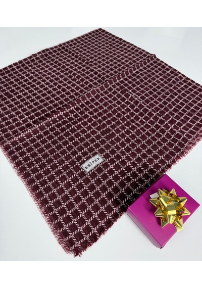 Eripek Desenli Flamalı Keten Eşarp- 06112 Bordo