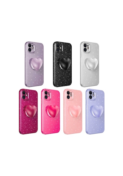 Apple Uyumlu iPhone 11 Kilif Simli Pop Soketli Kalp Kapak 553933565