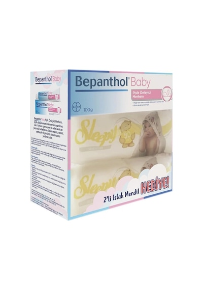 Bepanthol Baby Pişik Önleyici Merhem 100 Gr + 2 Paket Sleepy Sensitive 90 Lı Islak Havlu