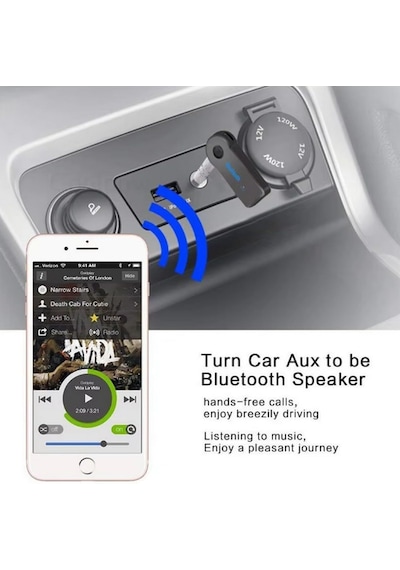 Tr Mikrofonlu Bluetooth Ses Alıcı Araç Ve Hoparlör İçin Aux Girişli Kablosuz Dönüştürücü Kiti