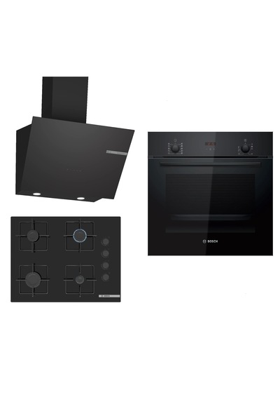 Bosch HBF512BB1T - POP7C6P30O - DWK66PJ60T Siyah Ankastre Set