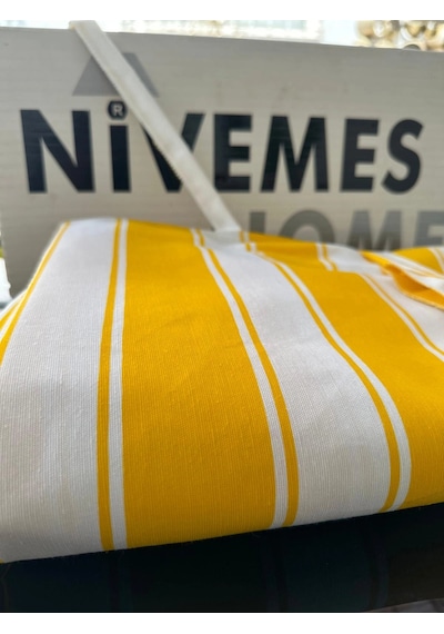 Nivemeshome Branda Sarı - Beyaz Balkon Perdesi