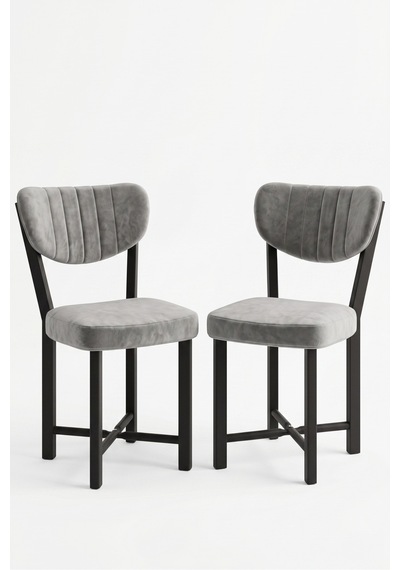 Sandalye 2 Adet Baby Face Kumaş Metal Ayak Modern Mutfak Sandalyesi Cafe Balkon Ofis Elma 9810 Gri Altın
