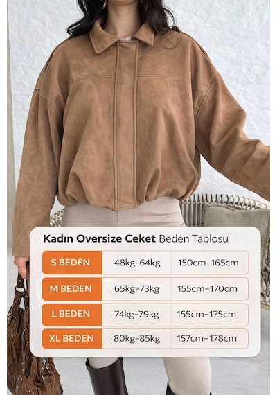 Prifaldi Zr Oversize Ekru Süet Bomber Ceket Vizon