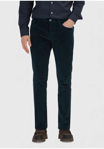 Ramsey Petrol Düz Dokuma Slim Fit Kadife Casual Pamuk Karışımlı Pantolon