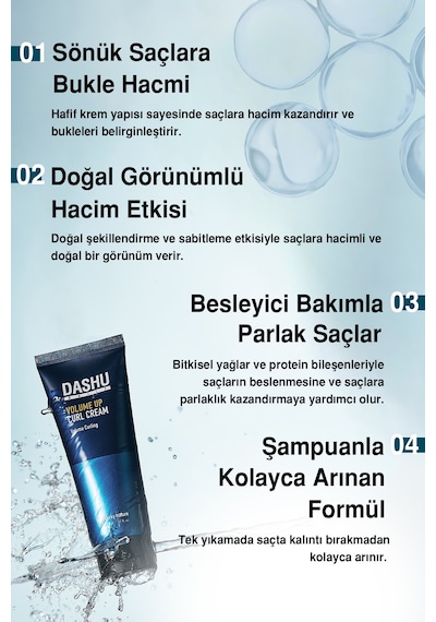 Hacim Veren, Dalgaları Belirginleştiren Saç Şekillendirici Krem Dashu Daily Volume Up Curl Cream