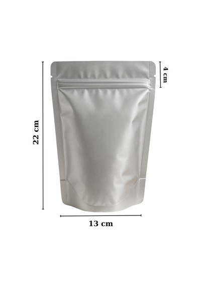 Kilitli Metalize Doypack Kahve Kuruyemiş Bakliyat Kedi Köpek Kuş Yemi Saklama Torbası 13x22 Cm 50li