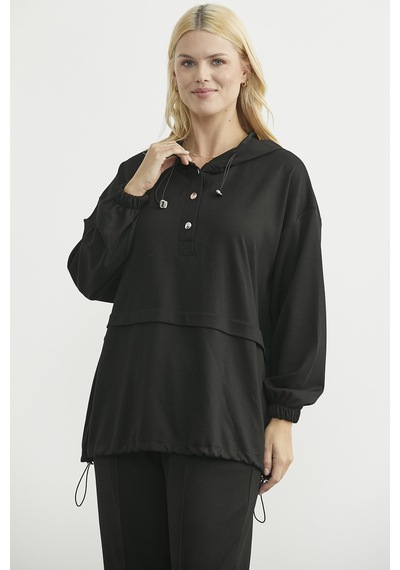 Sementa Scuba Oversize Tunik Eşofman Takım - Siyah Siyah