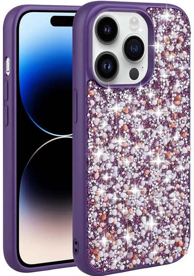Apple Uyumlu  iPhone 14 Pro Kılıf Parlak Taşlı Tasarım Zore Linea Kapak