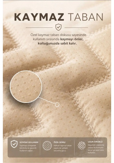 3 Parça Kaymaz Taban Kapitone 3'lü Koltuk Örtüsü Çekyat Kanepe Seti 90x200 Kahverengi Kahverengi