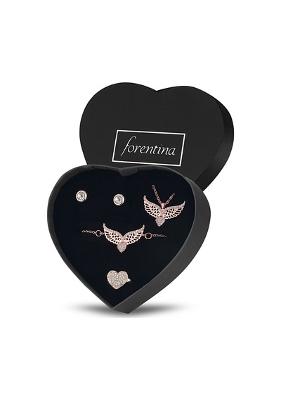 Forentina Rose Melek Kanadı Kolye Bileklik Küpe Set  Ps1255