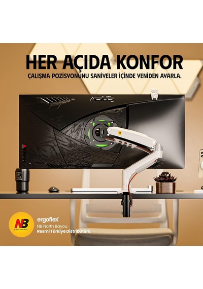 Lexroo North Bayou Nb F80 Profesyonel 17-32 Inch Monitör Standı 2026 Versiyon Beyaz
