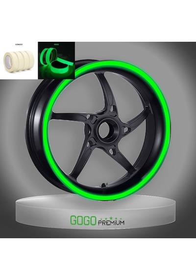 Gece Yanan Doğal Renk Fosforlu 7cm X 7 M Lüks 1 Set Jant Şeridi Çok Renkli