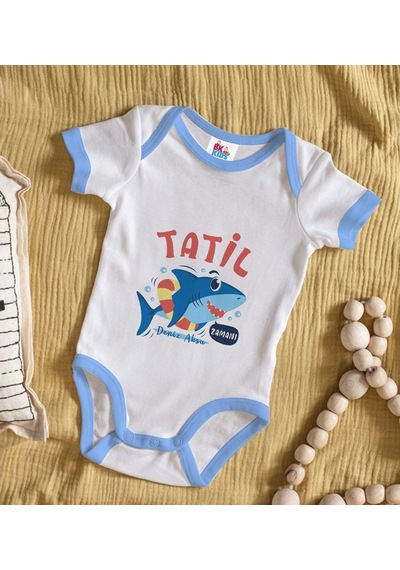 Bitmeyenkartus Bk Kids Kişiye Özel Mavi Bebek Body Zıbın - Model 141 Çok Renkli