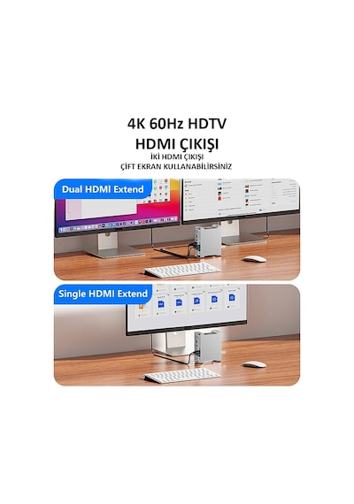 Codegen Apple Uyumlu Mac Mini M4/m4 Pro 9 İn 1 Type-c Hdmı Nvme Ssd Alüminyum Çevirici Stand Docking Station Cdg-nsc201