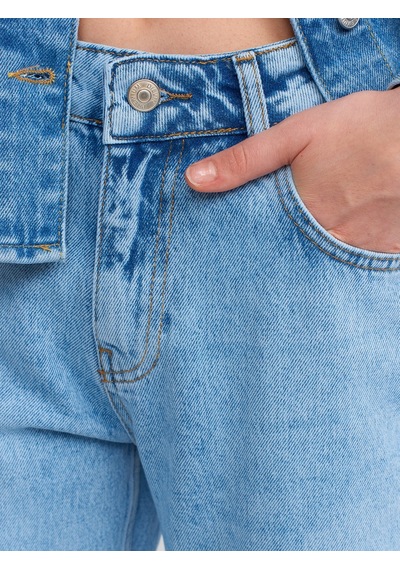 Dilvin Düşük Bel Flare Denim Pantolon Mavi