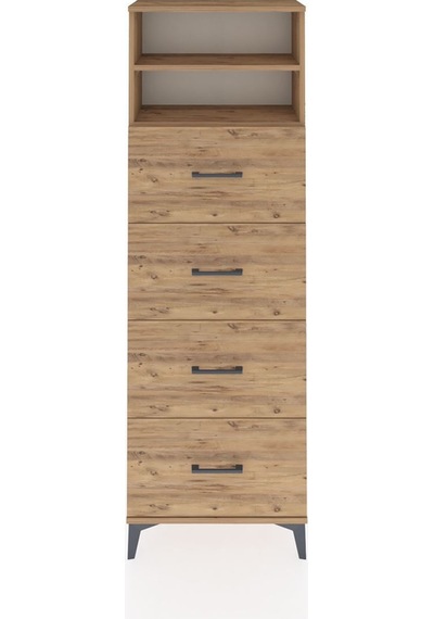 Arges Dolap 2 Raflı 4 Çekmeceli 60x30x182 Çam-çam Atlas Çam