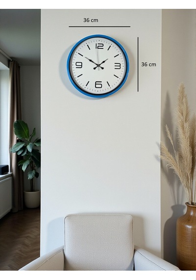 36 Cm Mavi Dekoratif Duvar Saati Diğer 36922863