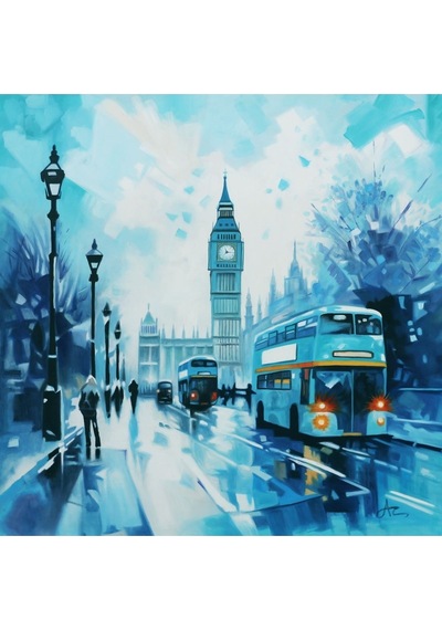Manzara Şehir El Yapımı Yağlı Boya Tablo 96x95cm
