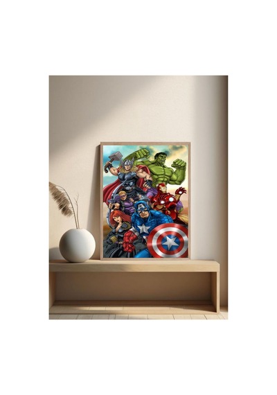 Marvel Doğal Ahşap Çerçeveli Tek Parça Dekoratif Tablo Çok Renkli - 844528382 Çok Renkli