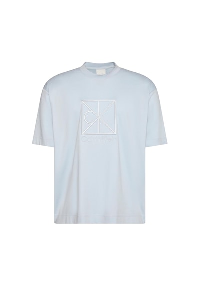 Calvin Klein Ss Erkek Relaxed Premium Interlock Emblem Mavi T-shirt-13477 Mavi