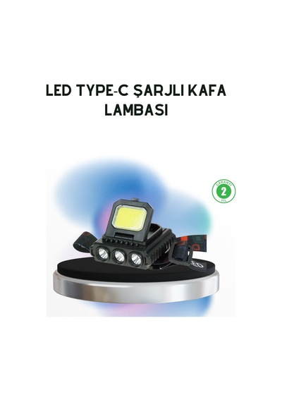 Şarjlı Led Kafa Lambası 800 Lumen Cob Xpe Ayarlanabilir Başlıklı Açık Gri