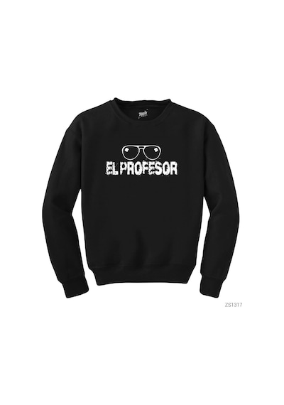 La Casa De Papel El Professor Glasses Siyah Sweatshirt