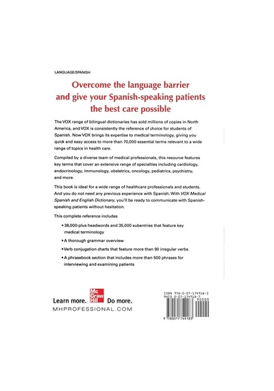Vox Medical Spanish And English Dictionary