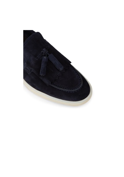 Deery Erkek Hakiki Süet Lacivert Püsküllü Loafer - 02030mlcvc01