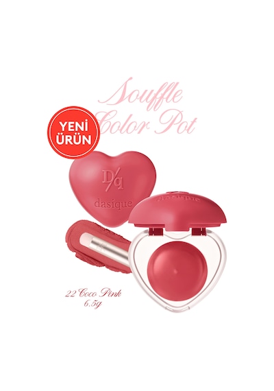 Dasique Kalp Tasarımlı Yoğun Pigmentli Köpük Yapılı Kadife Bitiş Sunan Ruj Souffle Color Pot 22 Coco Pink 22 Coco Pink
