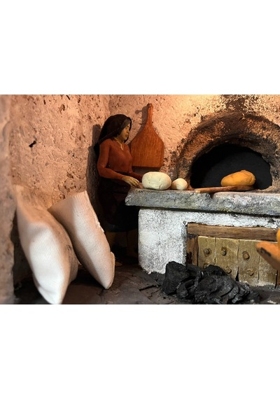 El Yapımı Rustik Ekmek Fırını Diorama Ahşap Ve Kil Detaylarıyla Minyatür 3 Boyutlu Fırın Sahnesi