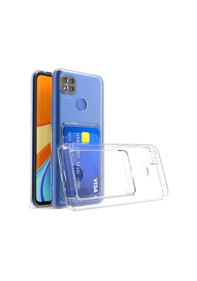 Xiaomi Redmi 9c İle Uyumlu Kılıf Kartlıklı Kartvizitli Şeffaf Telefon Kılıfı Kapak
