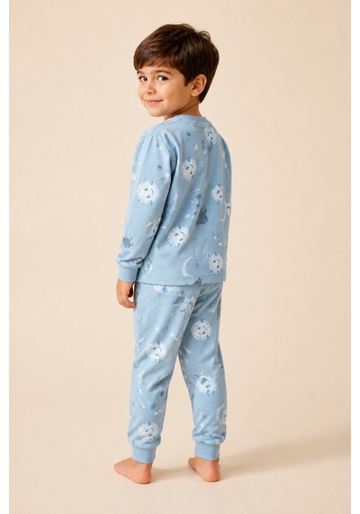 Eray Alp Kids Erkek Çocuk Pijama Takımı Rahat Uyku Takımı Mavi