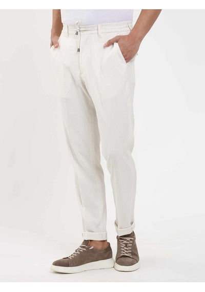 Dufy Bej Erkek Slim Fit Çizgili Pantolon - 104915-bej Bej