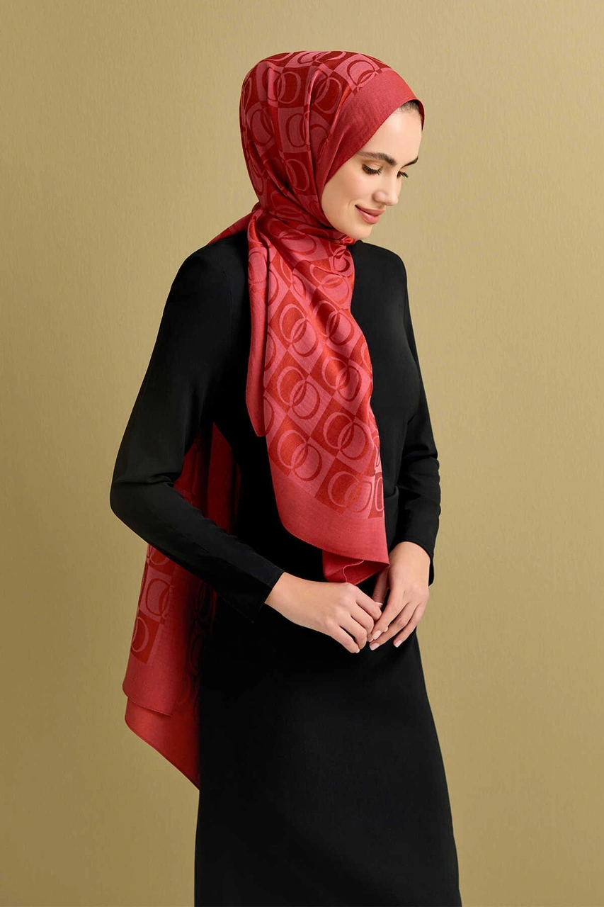 İmannoor Dama Desen Naia Şal70x200 241-3001 Kiremit