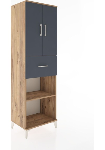 Hyperion Dolap 4 Raflı Tek Çekmeceli 2 Kapaklı 60x44x195 Çam-... Çam
