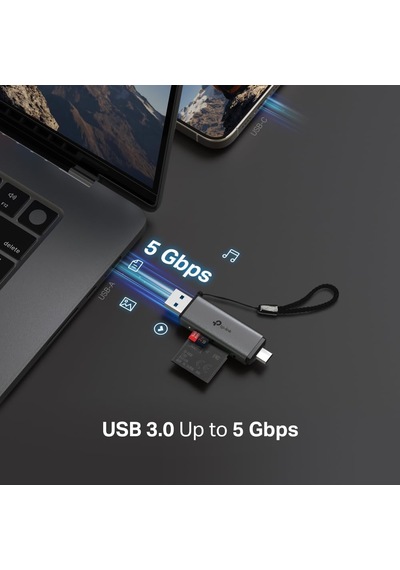 Ua430d Usb 3.0 Type-c & Type-a Sd/microsd Kart Okuyucu 5 Gbps Hız, Uhs-ı 200 Mb/s, Çift Kart Eşzamanlı Okuma/yaz