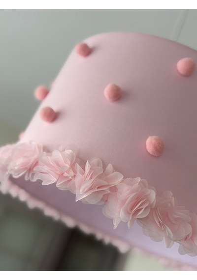 Pembe Ponponlu Bebek Odası Avize Seti Pembe