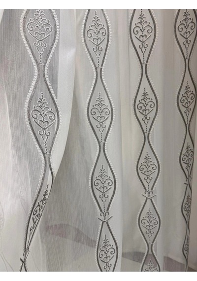 Nivemeshome Bade 7150 Bambu Gri 1/3 Pileli Tül Perde Apm Ekru - Gri