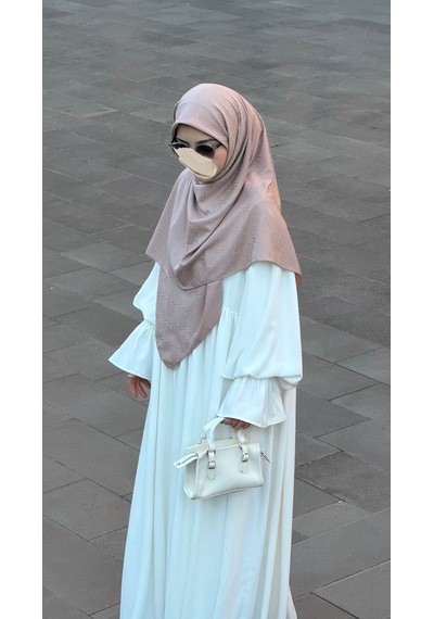 Qalortex Scarf Premium Jakarlı Sare Büyük Boy Eşarp - Pudra