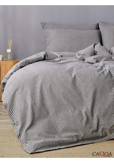 Caqqa Line Striped Çocuk Ve Genç Tek Kişilik Pamuk Lastikli Nevresim Takımı