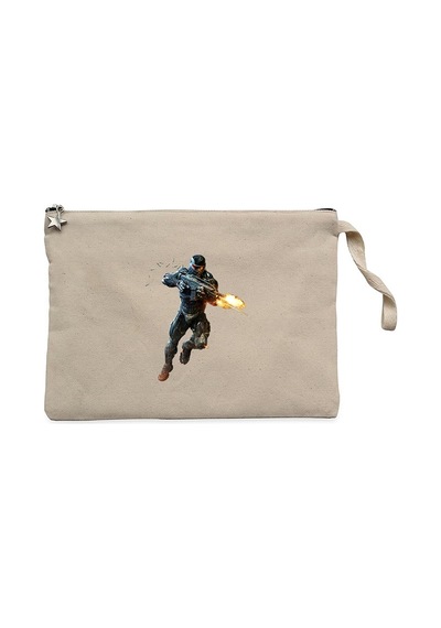 Crysis Fire Warrior Krem Clutch Astarlı Cüzdan / El Çantası Krem