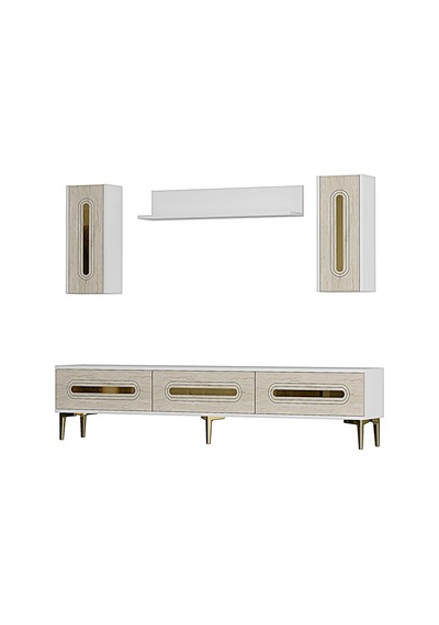 Tvr1804btg - Rany Tvr180 Ünitesi Takım Beyaz-traverten-gold 180cm Çok Renkli
