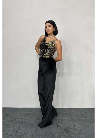 Efnaz Style Gold Askılı Degaje Bluz