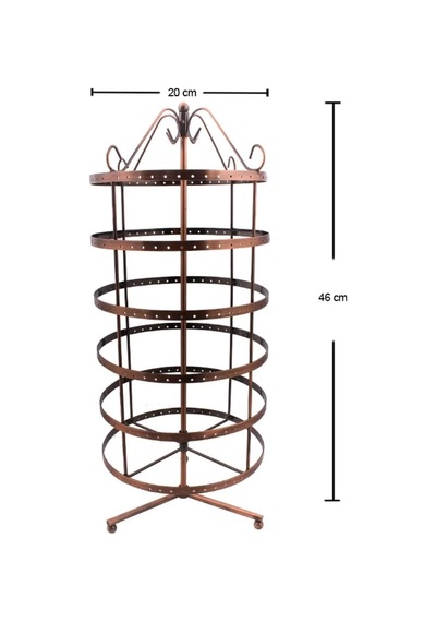 İthal Metal Dönen Yuvarlak Model Bakır Renk 46x16 Cm Küpe Standı